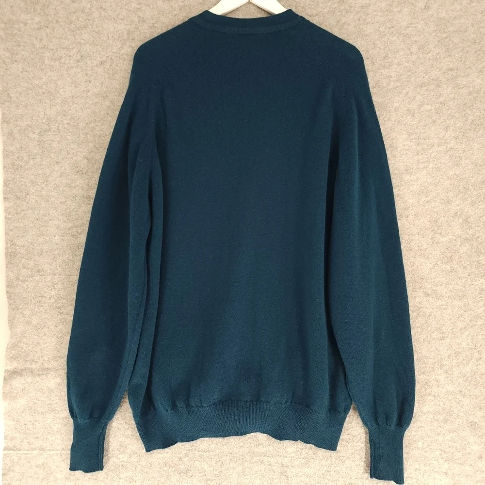 Vintage Land's End Men's Lambswool Teal Cardigan Sweater XL Tall